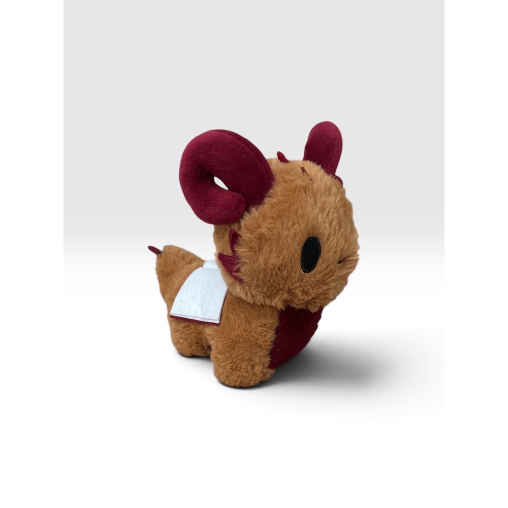 Alpaca Sews Handmade Mythical Ram Dragon Hybrid Plush Tan Burgundy 9 Inch